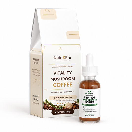 Nutrixpro Morning Ritual Gift Set – Vitality Mushroom Coffee and Peptide Hair Serum