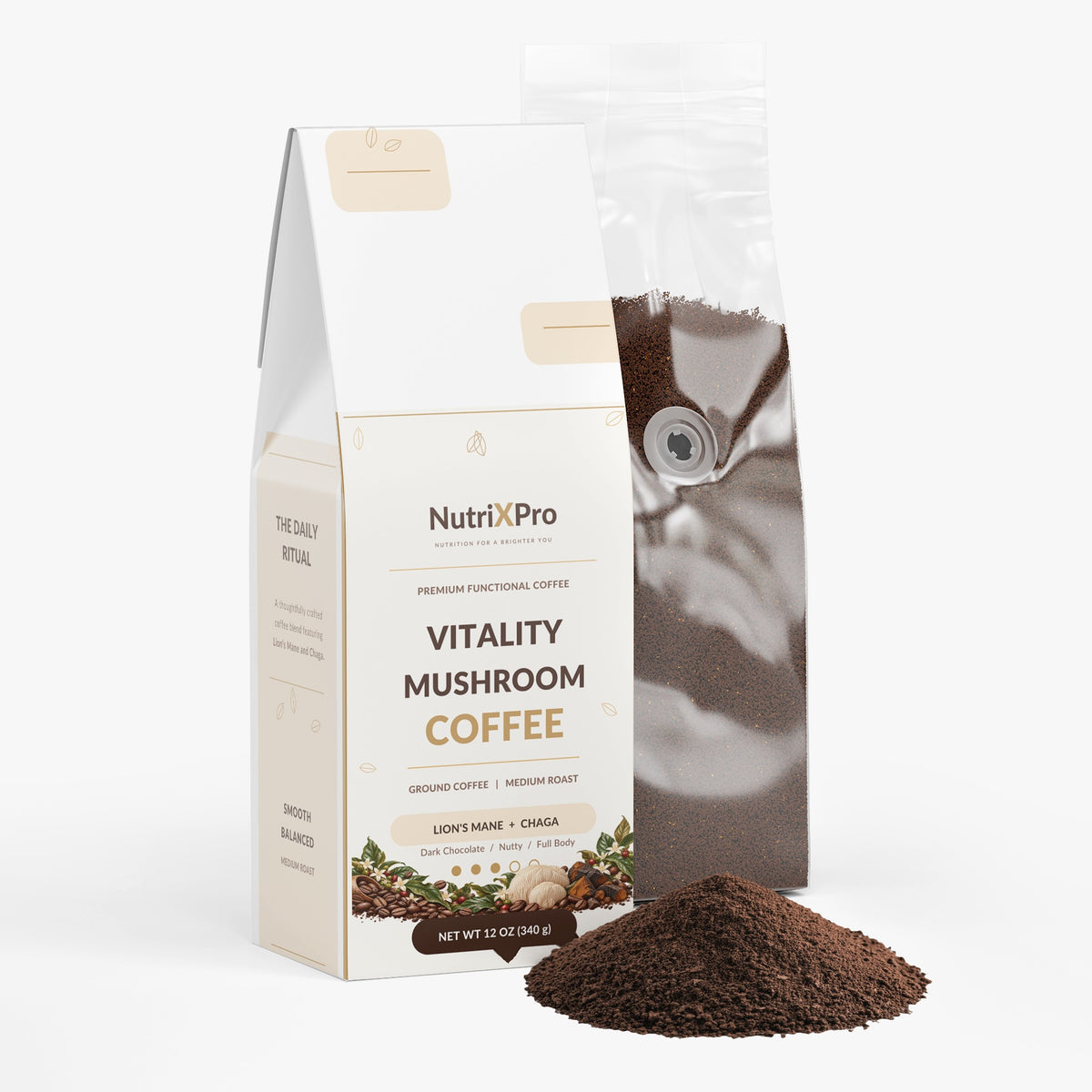 NutriXpro Vitality Mushroom Coffee (Medium Roast)- 34 Servings