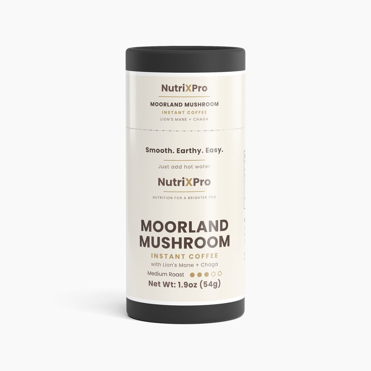 Moorland Mushroom Instant Coffee – Papua New Guinea Single-Origin Arabica with Organic Lion's Mane & Chaga, Medium Roast, 1.9 oz (about 27 servings)