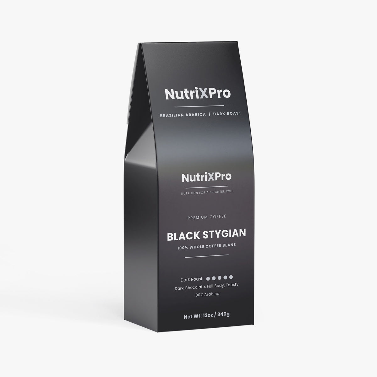 Black Stygian Dark Roast Whole Bean Coffee – Brazilian Arabica, French Roast, Bittersweet Chocolate Notes, 12 oz