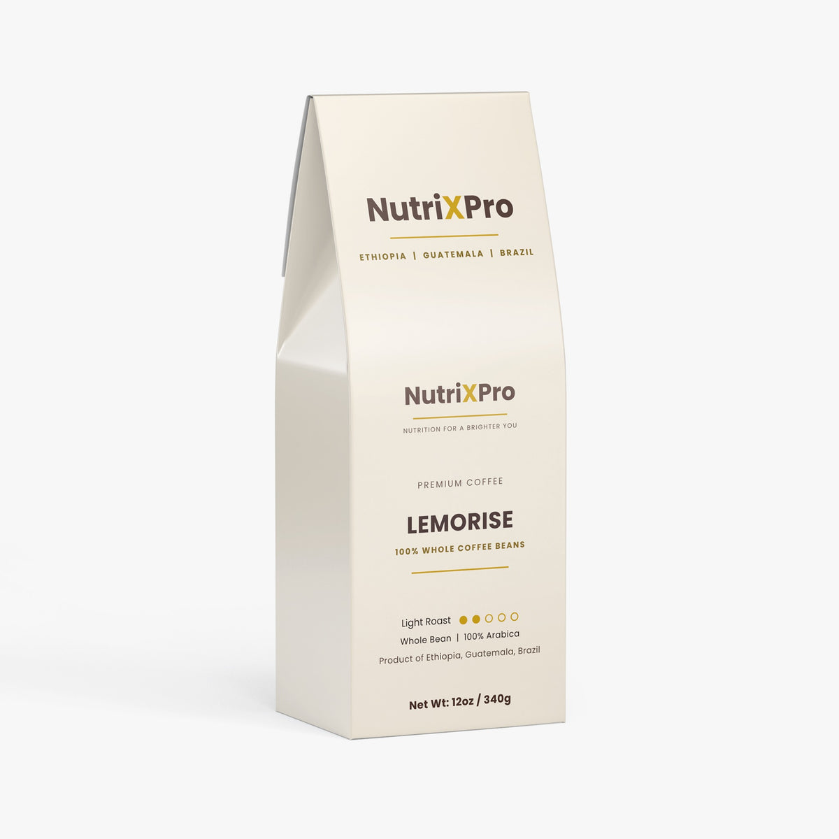 Lemorise Light Roast Whole Bean Coffee – Ethiopia, Guatemala & Brazil Arabica, Citrus & Caramel Notes, 12 oz