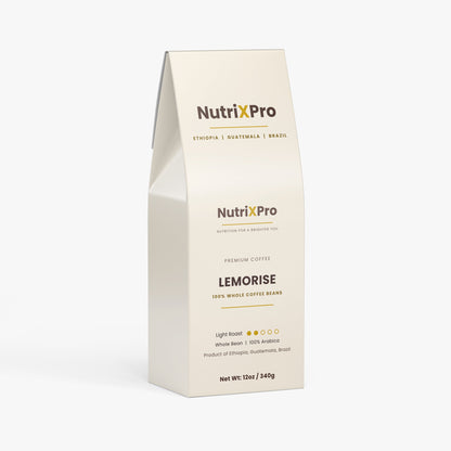 Lemorise Light Roast Whole Bean Coffee – Ethiopia, Guatemala & Brazil Arabica, Citrus & Caramel Notes, 12 oz